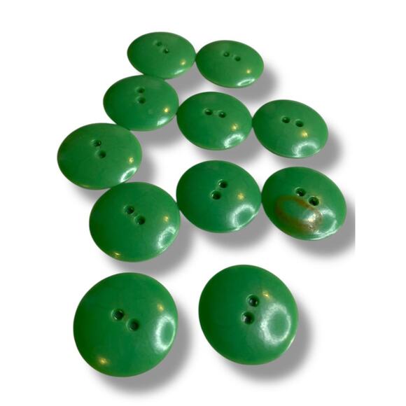 Lot of 11 Green Midcentury Buttons Acrylic Rope Design 1" (27mm) - Picture 7 of 7